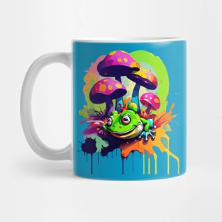 Cottagecore Graffiti Frog And Mushrooms Mug